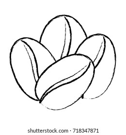 coffee beans set of four grains monochrome blurred silhouette vector illustration