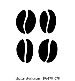 Coffee beans. Set of fresh roasted coffee beans isolated on white background. Group of coffee beans, caffeine symbol. Vector flat illustration. Coffee icon logo design. 