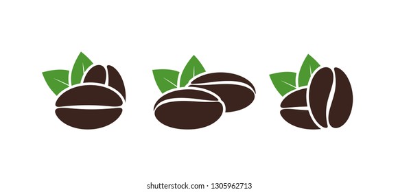 Coffee beans set. Isolated coffe beans on white background