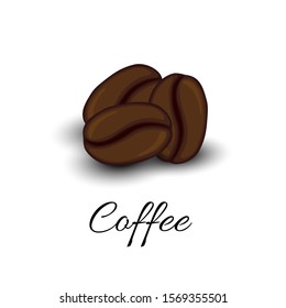 Coffee beans set on white background isolated.