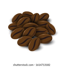 Coffee beans set on white background isolated.
