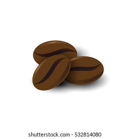 Coffee beans set on white background isolated.