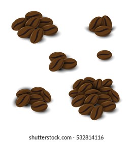 Coffee beans set on white background isolated.