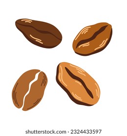 Coffee beans set. Perfect for logo, poster, menu. Hand drawn vector illustration