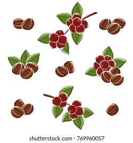 Coffee beans set. Vector