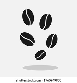 Coffee beans with shadow Vector icon