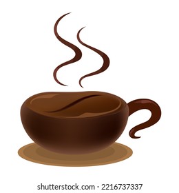 Coffee beans in the shape cup coffee   Hot beverage for fresh fun aroma concept  illustrator vector cartoon drawing
