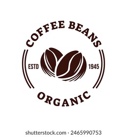 Granos de café o Plantilla de diseño de Vector con logotipo de cafetería
