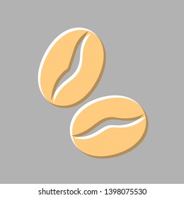 Coffee beans sign. Emboss effect with light orange icon on gray background.