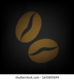 Kaffeebohnen signieren. Icon als Gitter der kleinen orangefarbenen Glühbirne in der Dunkelheit. Illustration.