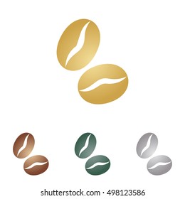 Coffee beans sign. Metal icons on white backgound.