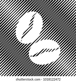 Coffee beans sign. Vector. Icon. Hole in moire background.