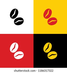 Coffee beans sign. Vector. Icons of german flag on corresponding colors as background.