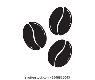 coffee beans silhouette. coffee bean doodle hand drawn icon. Coffee bean drawing clipart symbol . Vector illustration
