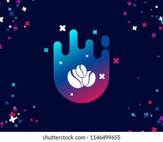 Coffee beans simple icon. Hot drink sign. Whole bean beverage symbol. Cool banner with icon. Abstract shape with gradient. Vector