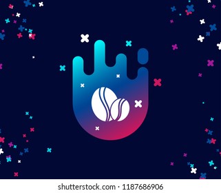 Coffee beans simple icon. Hot drink sign. Whole bean beverage symbol. Cool banner with icon. Abstract shape with gradient. Vector