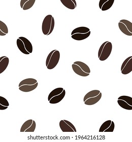 Coffee beans simple seamless vector pattern on a transparent background