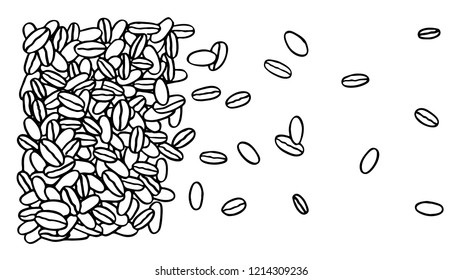 Coffee beans sketch hand made pattern vector