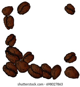 Coffee beans sketch style isolated on white background. Retro style vector illustration poster. Drawing for labels, packaging of coffee beans.