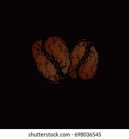 Coffee beans sketch style isolated on white background. Retro style vector illustration poster. Drawing for labels, packaging of coffee beans.