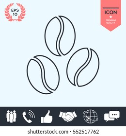 Coffee beans symbol line icon