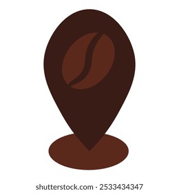 Сup, coffee beans symbol in solid cartoon style. Coffee-themed event, a cafe menu element, a coffee shop. Latte, Espresso, Americano, Cappuccino, Flat, Mocha, Irish, Turkish Coffee Symbol