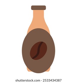 Сup, coffee beans symbol in solid cartoon style. Coffee-themed event, a cafe menu element, a coffee shop. Latte, Espresso, Americano, Cappuccino, Flat, Mocha, Irish, Turkish Coffee Symbol