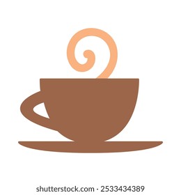 Сup, coffee beans symbol in solid cartoon style. Coffee-themed event, a cafe menu element, a coffee shop. Latte, Espresso, Americano, Cappuccino, Flat, Mocha, Irish, Turkish Coffee Symbol