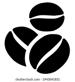 Coffee beans symbol, vector, illustration, in black and white color, isolated on white background