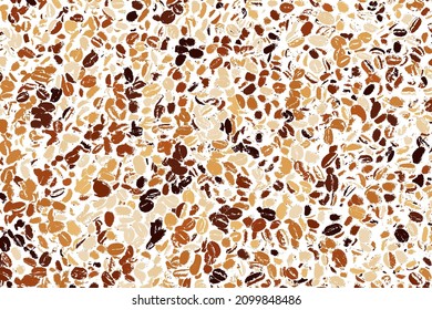 Coffee Beans Texture Isolated on White Background. Chocolate Shades. Brown Particles. Digitally Generated Image. Vector Illustration, EPS 10.