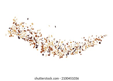 Coffee Beans Texture Isolated on White Background. Chocolate Shades. Brown Particles. Digitally Generated Image. Vector Illustration, EPS 10.