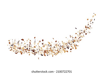 Coffee Beans Texture Isolated on White Background. Chocolate Shades. Brown Particles. Digitally Generated Image. Vector Illustration, EPS 10.