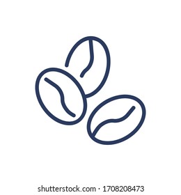 Coffee beans thin line icon. Crop, seed, grain, arabica isolated outline sign. Agriculture or coffee shop concept. Vector illustration symbol element for web design and apps