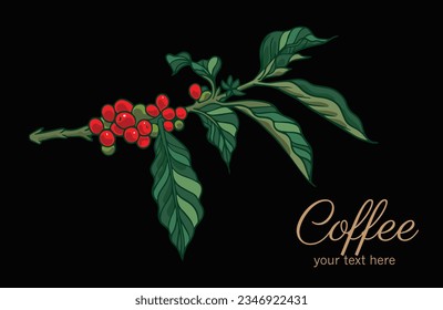 coffee beans and tree of colour vector flat for banner, poster, brochure, flyer, advertising, promotion, cover, book, card, packaging, label. coffee farm natural