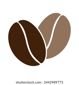 Coffee beans in trendy dark and soft brown Logo Sticker Pointer Coffee Day greetings design concept