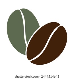 Coffee beans in trendy green and dark brown Logo Sticker Pointer Coffee Day design element concept
