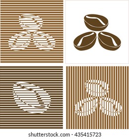 Coffee beans various kinds in collection. Vector illustration. Coffee illustrations and symbols set.  Image menu, cards and posters.