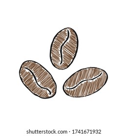 Coffee beans. Vector color illustration in Doodle style for theme design and decoration, simple style
