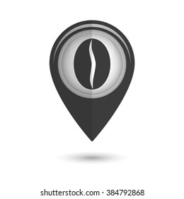 coffee beans - vector icon;  black map pointer