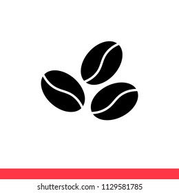 Coffee beans vector icon, drink symbol. Simple, flat design for web or mobile app