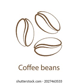 Coffee beans vector icon. With inscription Coffee beans.