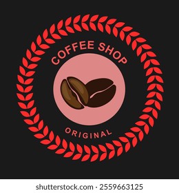 Coffee beans vector icon isolated on black background. Caffeine Symbol Illustration. Template or logo for cafe.