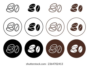 Coffee beans vector icon set in black color. Suitable for apps and website UI designs