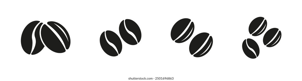 Coffee beans vector icon set. Cocoa bean icons.