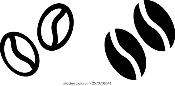 "Coffee Beans Vector Icon Set: Rich and Aromatic Designs for Beverage, Cafe, and Culinary Projects"