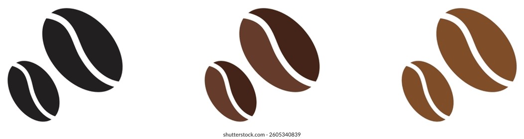  Coffee beans vector icon symbol isolated on white background roasted coffee seeds simple flat design for cafe branding and packaging. Coffee beans icon. Roasted coffee beans. Vector illustration