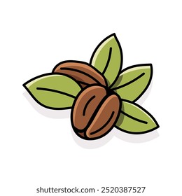 Ilustração Vetorial De Grãos De Café, Arte De Linha Simples Com Fundo Branco.