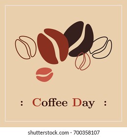 Coffee Beans Vector Illustration-Light brown background