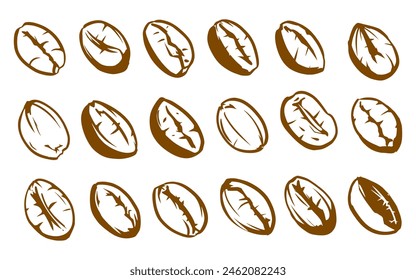 coffee beans vector illustrations. silhouette coffee beans. Handrawn coffee beans. Coffee beans icon collection.	