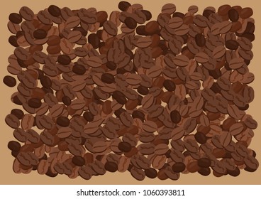 Coffee beans vector on brown screen background